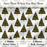 Minimal Christmas Tree with Golden Garland  Seamless Pattern Modern Style Digital Print Fabric by the Metre UK Sewing Quilting Textile