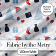 Christmas Gifts Stockings Mittens and Trees Seamless Festive Holiday Background Digital Print Fabric by the Metre UK Sewing Quilting Textile