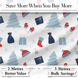 Christmas Gifts Stockings Mittens and Trees Seamless Festive Holiday Background Digital Print Fabric by the Metre UK Sewing Quilting Textile