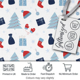 Christmas Gifts Stockings Mittens and Trees Seamless Festive Holiday Background Digital Print Fabric by the Metre UK Sewing Quilting Textile