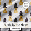 Black Christmas Trees and Gift Bags Seamless Pattern Modern Holiday Design Digital Print Fabric by the Metre UK Sewing Quilting Textile