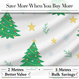 Decorated Christmas Trees with Stars and Snowflakes Bright Holiday Theme Digital Print Fabric by the Metre UK Sewing Quilting Textile
