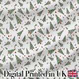 Watercolor Christmas Trees with Red Snow Dots Seamless Pattern Background Digital Print Fabric by the Metre UK Sewing Quilting Textile