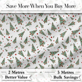 Watercolor Christmas Trees with Red Snow Dots Seamless Pattern Background Digital Print Fabric by the Metre UK Sewing Quilting Textile