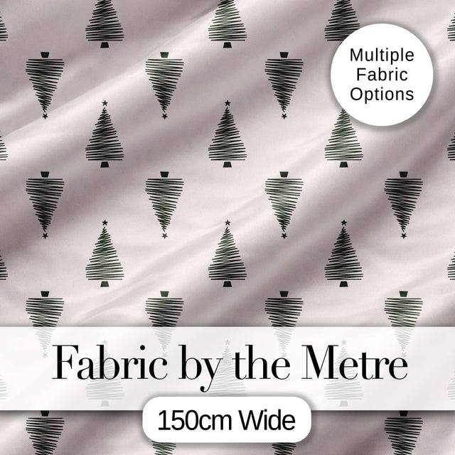 Minimal Line Christmas Trees Modern Scandinavian Seamless Pattern  Digital Print Fabric by the Metre UK Sewing Quilting Textile