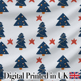 Blue Christmas Trees with Stars and Hanging Ornaments Seamless Pattern  Digital Print Fabric by the Metre UK Sewing Quilting Textile