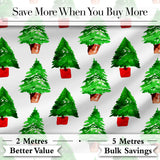 Watercolor Christmas Trees in Pots Hand Painted Seamless PatternFabric Digital Print Fabric by the Metre UK Sewing Quilting Textile