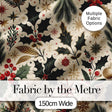 Elegant Christmas Holly Leaves with Berries and Stars  Festive Vintage Design Digital Print Fabric by the Metre UK Sewing Quilting Textile
