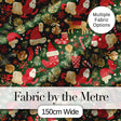 Festive Santa Reindeer Socks and Candy Canes  Christmas Green Background Design Digital Print Fabric by the Metre UK Sewing Quilting Textile