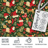 Festive Santa Reindeer Socks and Candy Canes  Christmas Green Background Design Digital Print Fabric by the Metre UK Sewing Quilting Textile