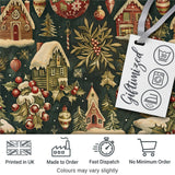 Vintage Winter Village Houses Snowy Christmas Seamless Pattern Festive Design Digital Print Fabric by the Metre UK Sewing Quilting Textile
