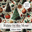 Traditional Christmas Tree Ornaments Candy Canes  Festive Design Digital Print Fabric by the Metre UK Sewing Quilting Textile