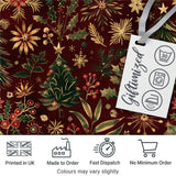 Elegant Christmas Botanical Pine Leaves Gold Accents Seamless Pattern Digital Print Fabric by the Metre UK Sewing Quilting Textile