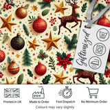 Festive Reindeer Stars Baubles Holly Seamless Pattern Christmas Holiday Design Digital Print Fabric by the Metre UK Sewing Quilting Textile