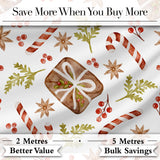Watercolor Christmas Candy Canes Gift Box  Festive Holiday Design Digital Print Fabric by the Metre UK Sewing Quilting Textile
