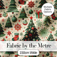 Christmas Trees Snowflakes Ornaments  Festive Holiday Winter Design Digital Print Fabric by the Metre UK Sewing Quilting Textile