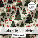 Elegant Christmas Trees Baubles Stars Seamless Pattern Festive Holiday Design Digital Print Fabric by the Metre UK Sewing Quilting Textile