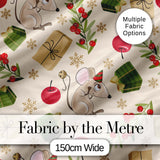 Cute Mouse Gifts Berries Snowflakes Seamless Pattern Festive Holiday Design Digital Print Fabric by the Metre UK Sewing Quilting Textile
