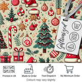 Christmas Tree Candy Cane Baubles Seamless Pattern Festive Holiday Design Digital Print Fabric by the Metre UK Sewing Quilting Textile
