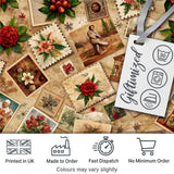 Rustic Vintage Christmas Floral Cards Letters Collage Seamless Pattern Digital Print Fabric by the Metre UK Sewing Quilting Textile