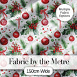 Watercolor Christmas Baubles Holly Pine Branches Seamless Pattern Digital Print Fabric by the Metre UK Sewing Quilting Textile