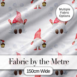 Cute Christmas Gnome Red Hat Lantern Snow Dots Seamless Pattern Digital Print Fabric by the Metre UK Sewing Quilting Textile
