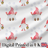 Cute Christmas Gnome Red Hat Lantern Snow Dots Seamless Pattern Digital Print Fabric by the Metre UK Sewing Quilting Textile
