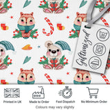 Cute Woodland Animals Bear Fox Christmas Theme Seamless Pattern Digital Print Fabric by the Metre UK Sewing Quilting Textile