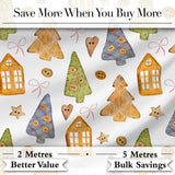 Rustic Christmas Cookies Trees Houses Buttons Seamless Pattern Digital Print Fabric by the Metre UK Sewing Quilting Textile