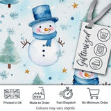 Cute Snowman Winter Trees Snowflakes Seamless Pattern Digital Print Fabric by the Metre UK Sewing Quilting Textile