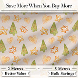 Watercolor Christmas Cookies Stars Hearts Trees Festive Seamless Pattern Digital Print Fabric by the Metre UK Sewing Quilting Textile