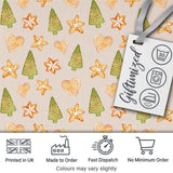 Watercolor Christmas Cookies Stars Hearts Trees Festive Seamless Pattern Digital Print Fabric by the Metre UK Sewing Quilting Textile