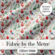 Watercolor Christmas Birds Baubles Holly Leaves Festive Seamless Pattern Digital Print Fabric by the Metre UK Sewing Quilting Textile