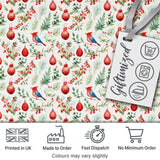 Watercolor Christmas Birds Baubles Holly Leaves Festive Seamless Pattern Digital Print Fabric by the Metre UK Sewing Quilting Textile