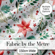 Delicate Christmas Poinsettia Leaves Botanical Watercolor Seamless Pattern Digital Print Fabric by the Metre UK Sewing Quilting Textile
