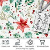 Delicate Christmas Poinsettia Leaves Botanical Watercolor Seamless Pattern Digital Print Fabric by the Metre UK Sewing Quilting Textile