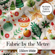 Cute Christmas Ornaments Candy Cane Citrus Leaves Festive Seamless Pattern Digital Print Fabric by the Metre UK Sewing Quilting Textile