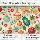 Cute Christmas Ornaments Candy Cane Citrus Leaves Festive Seamless Pattern Digital Print Fabric by the Metre UK Sewing Quilting Textile