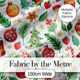 Cute Christmas Tree Snowman Candy Cane Baubles Seamless Pattern Digital Print Fabric by the Metre UK Sewing Quilting Textile