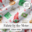 Cute Christmas Gnome Holding Gift Candy Cane Presents Seamless Pattern Digital Print Fabric by the Metre UK Sewing Quilting Textile