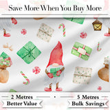Cute Christmas Gnome Holding Gift Candy Cane Presents Seamless Pattern Digital Print Fabric by the Metre UK Sewing Quilting Textile