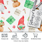 Cute Christmas Gnome Holding Gift Candy Cane Presents Seamless Pattern Digital Print Fabric by the Metre UK Sewing Quilting Textile