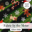 Cute Cartoon Reindeer Gingerbread Candy Cane Festive Seamless Pattern Digital Print Fabric by the Metre UK Sewing Quilting Textile