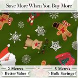 Cute Cartoon Reindeer Gingerbread Candy Cane Festive Seamless Pattern Digital Print Fabric by the Metre UK Sewing Quilting Textile
