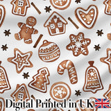 Watercolor Gingerbread Cookies Star Anise Festive Seamless Pattern Digital Print Fabric by the Metre UK Sewing Quilting Textile