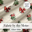 Cute Christmas Bows Holly Berries Tree Doodle Seamless Pattern Digital Print Fabric by the Metre UK Sewing Quilting Textile