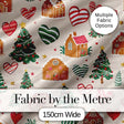 Cute Christmas Gingerbread Houses Hearts Trees Seamless Pattern Digital Print Fabric by the Metre UK Sewing Quilting Textile