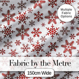 Red Snowflake Winter Holiday Minimal Seamless Pattern Digital Print Fabric by the Metre UK Sewing Quilting Textile