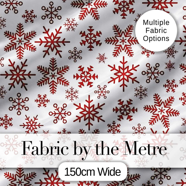 Red Snowflake Winter Holiday Minimal Seamless Pattern Digital Print Fabric by the Metre UK Sewing Quilting Textile
