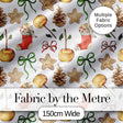 Cute Christmas Apples Pinecone Cookies Bows Seamless Pattern Digital Print Fabric by the Metre UK Sewing Quilting Textile